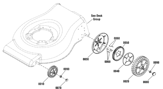 Wheels Group - High Wheel (881343) Diagram and Parts List for 2012 Briggs and Stratton Lawn Mower